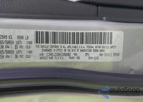 2017 Dodge Durango Gt Awd из США, поврежденный, VIN 1C4RDJDG8HC696982